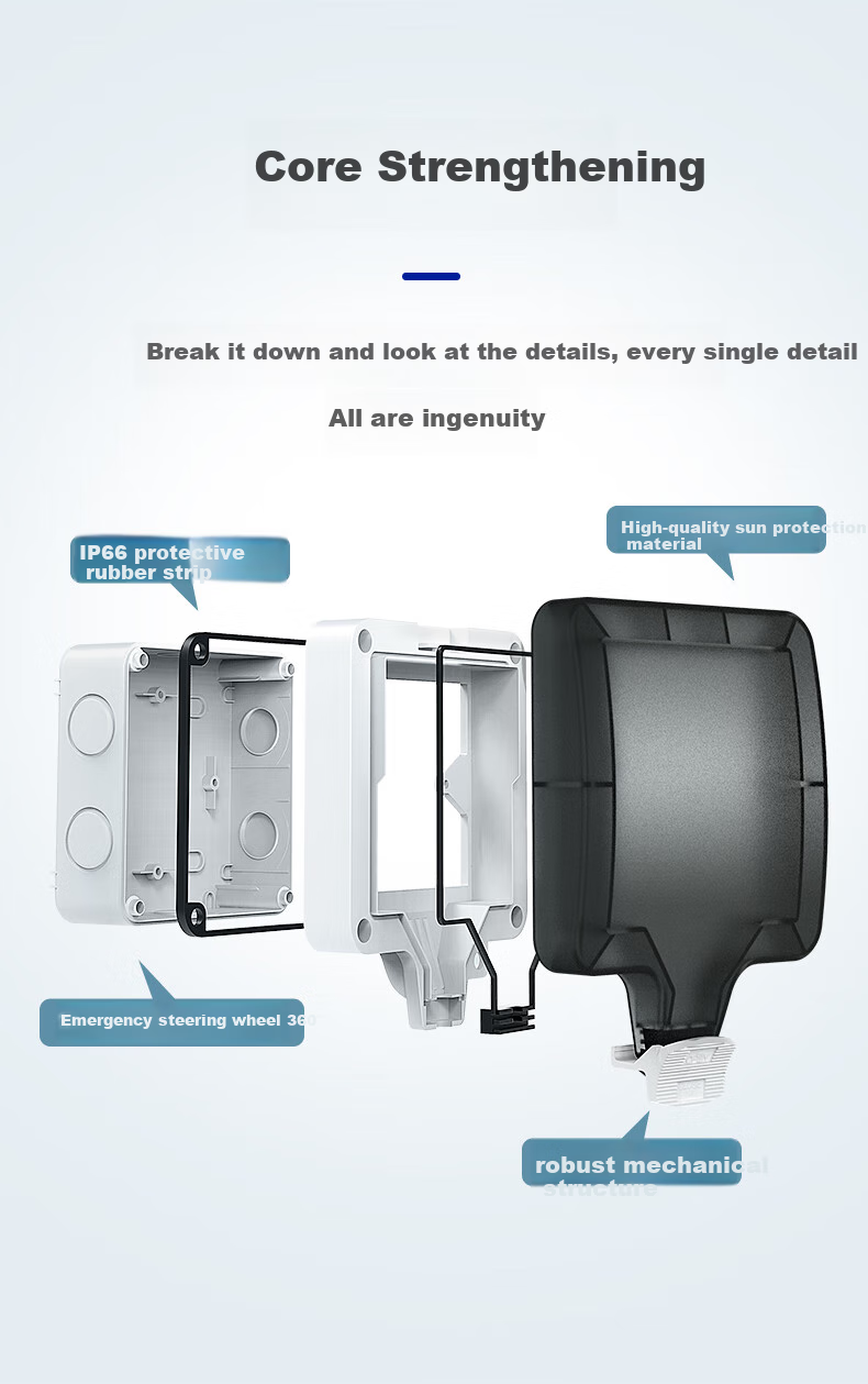 FDD Outdoor Waterproof Switch Socket, Bathroom Power Supply Waterproof Box, Surface And Recessed Installation, Outdoor Storm-Proof Splash-Proof Box, Single Switch Single Control Five-Hole 10A + Waterproof Box [Surface Mounted] 7