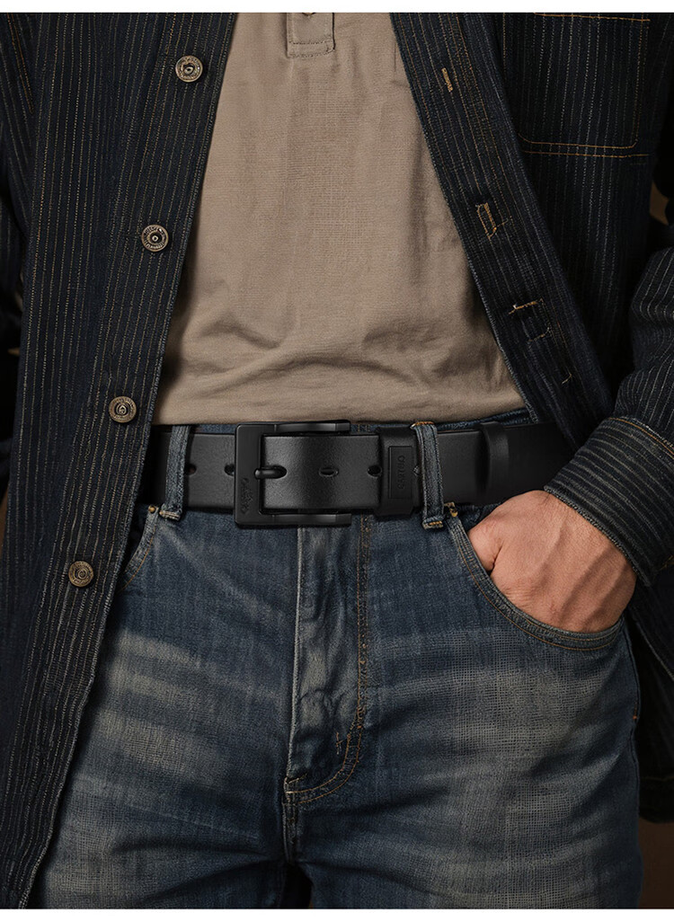 Cartelo Crocodile Men's Leather Belt Casual Automatic Buckle Top Layer Cowhide Waistband Business Belt Gift for Boyfriend 9