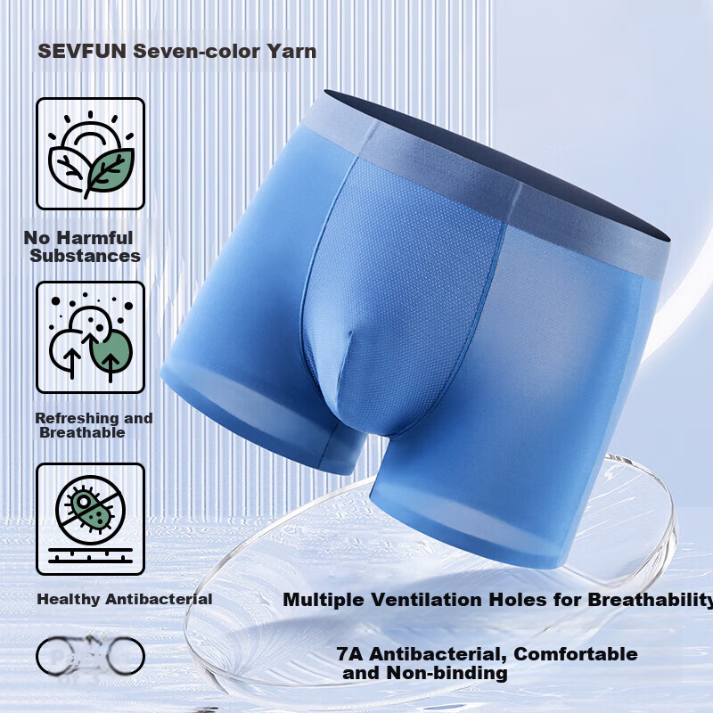 Qisefang Men's Underwear, Antibacterial Spring And Summer Cool Breathable Boxer Briefs, Four-Corner Shorts for Men, 3-Pack Large Size Ice Silk Underpants