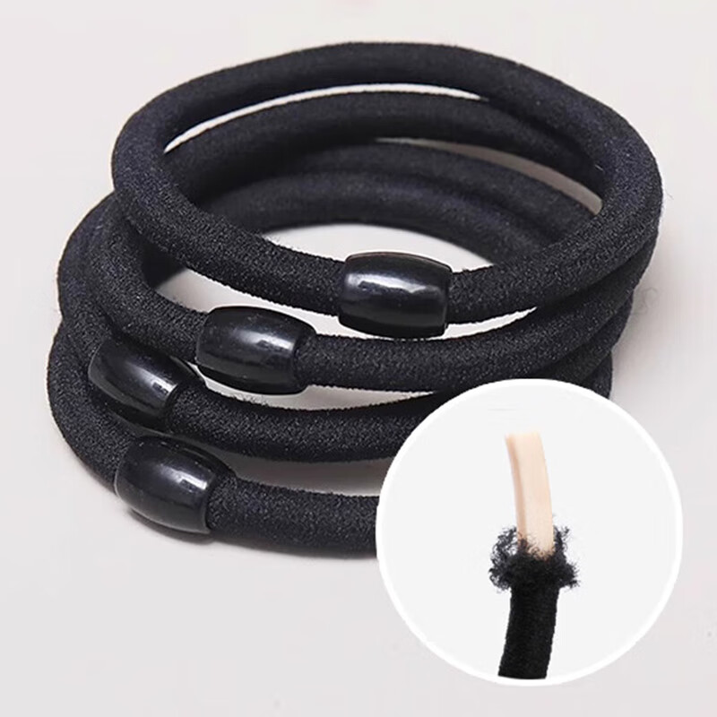 Jiaoxuefei, 10 Pack High-Elasticity Black Bead Hair Ties, Durable Simple Hair Bands, Rubber Bands for Ponytails And Updos