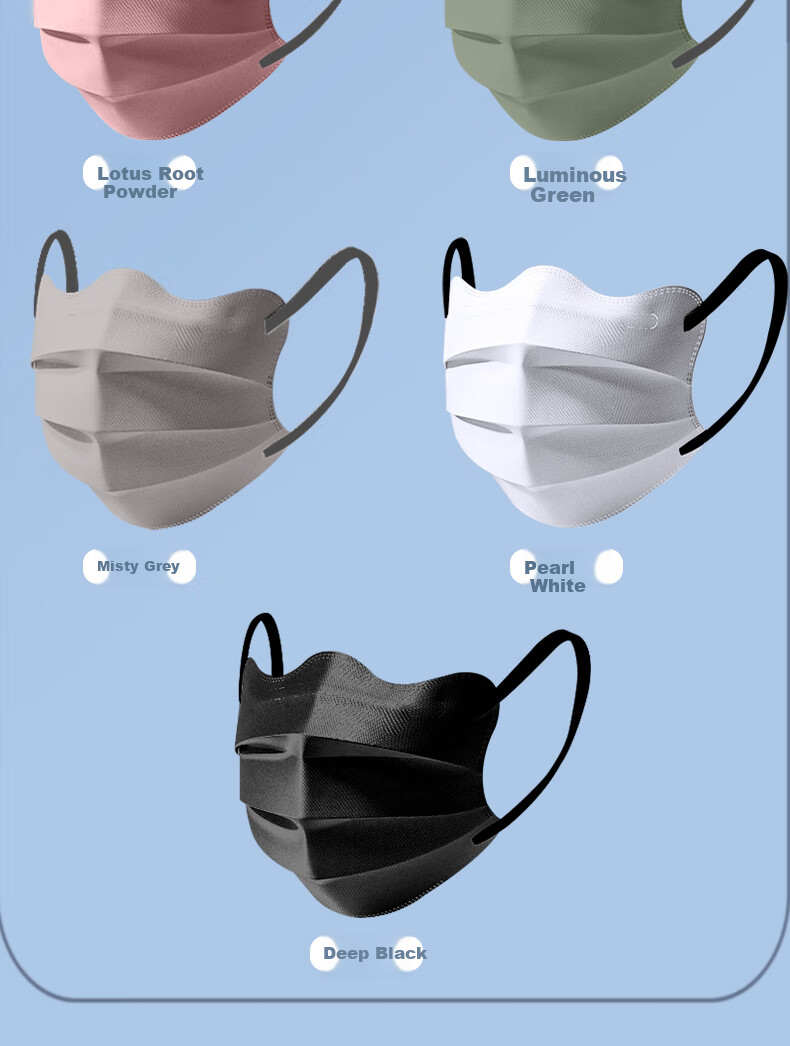 Zhierkang Disposable Adult Face Masks, Three-Layer High-Quality, Summer Lightweight Breathable Dust-Proof Sun Protection Individually Wrapped, Smoky Gray 100 Pieces 9