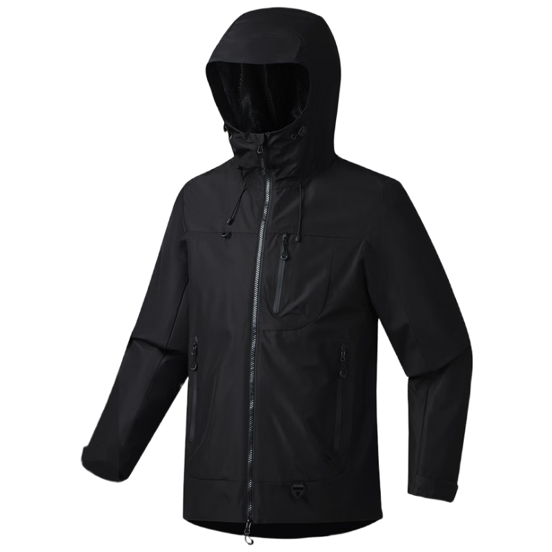 JEEP SPIRIT Outdoor Hooded Windproof Waterproof Mountaineering Jacket Men Women Black M