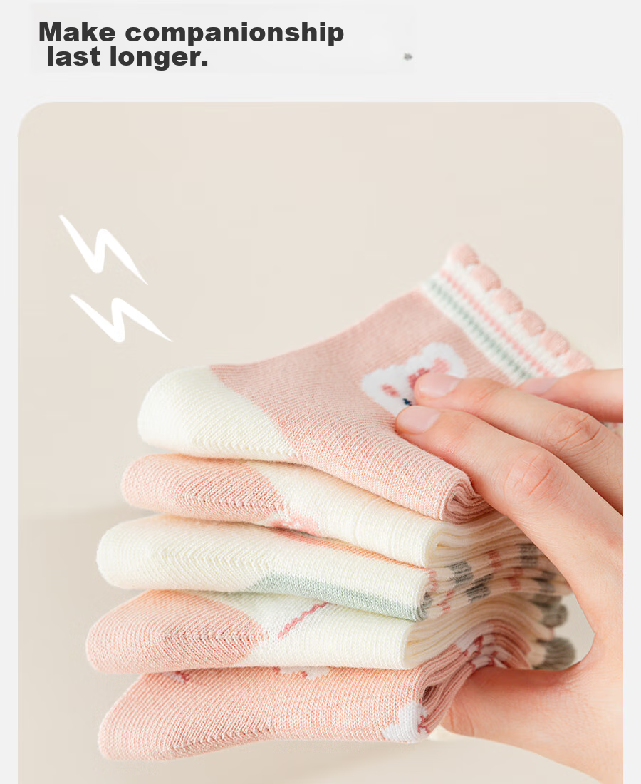 LangSha Children's Socks, Girls' Thin Cotton Socks, Student Casual All-Season Short Socks, Cute Bunny Desig 6