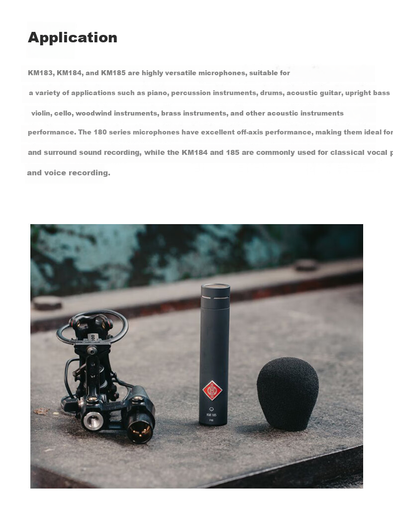 NEUMANN KM184 Small Diaphragm Condenser Microphone Professional Recording Instrument-Specific Heart-Shaped Directional Condenser German Import Broadcast-Grade Sound Quality 8