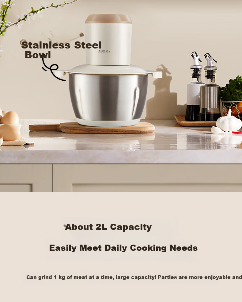 AUX Meat Grinder for Home Use, Mincer, Electric Multi-Functional Food Mixer, Meat Chopper, Dumpling Filling And Garlic Paste Maker, Meat Mixer JR116 4