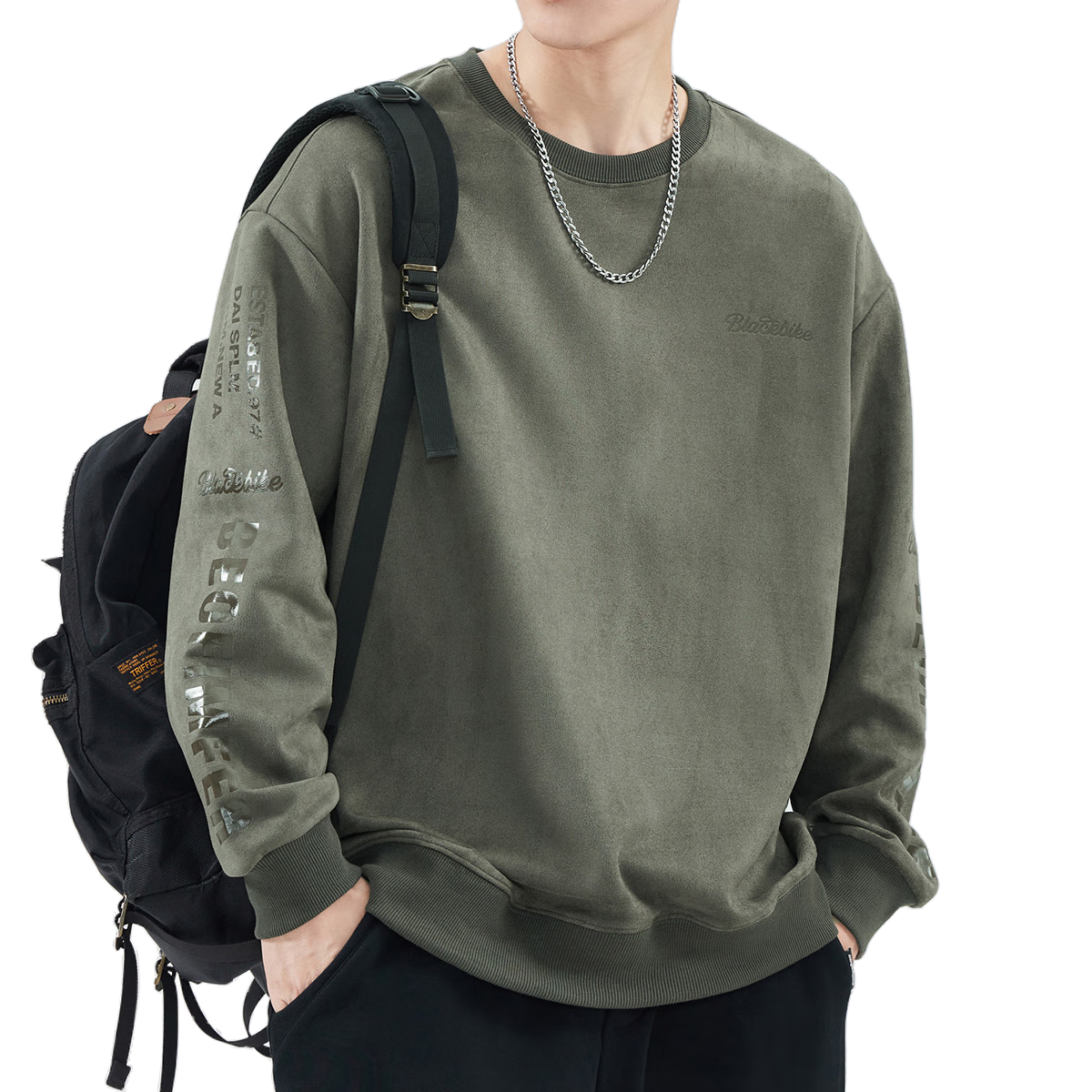 JEEP SPIRIT Men's Sweatshirt Jacket, Long-Sleeve T-Shirt, Men's Clothing for Autumn And Winter, Casual Base Layer, High-End American-Style Top