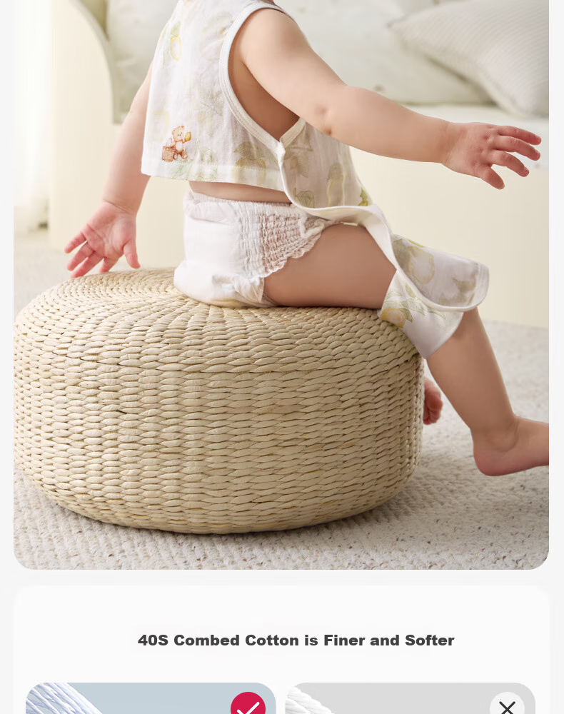 Shiyuejiejing Baby Romper, Summer Thin Style, Bamboo Cotton Gauze Half-Back Belly Pocket, Unisex Children's Bodysuit Vest 8