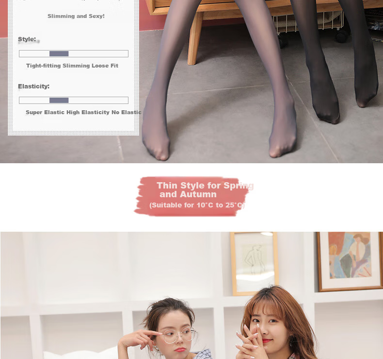 MAOHUO Fake Sheer Skin Autumn Winter Translucent Extra Large Size Base Layer Pants for Women, Bare Leg Effect, Fleece-Lined Thickened Tights 3