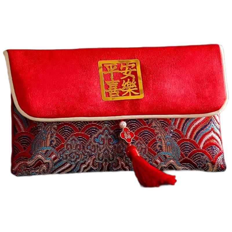 Mingyu Wedding Envelope Premium Fabric Red Packet for Marriage Engagement Gift Money Bag Peace and Joy