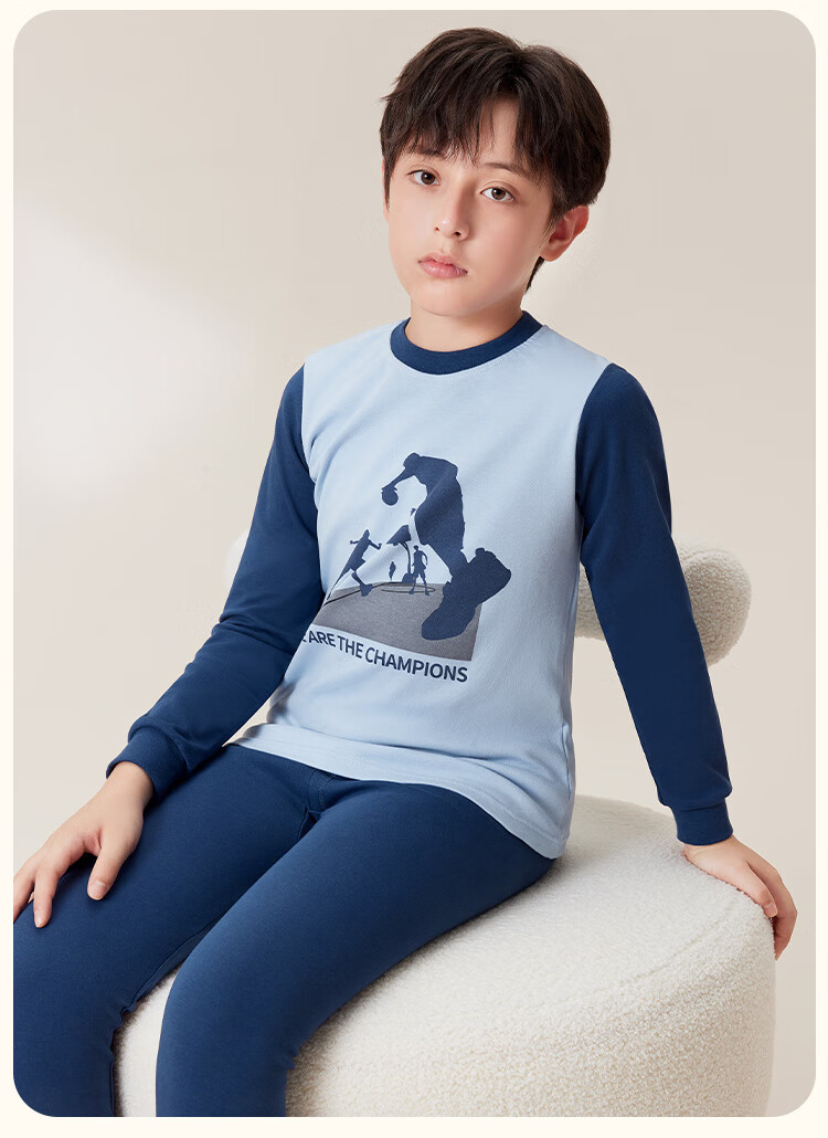 Dingguagua Children's Cotton Thermal Underwear Set for Boys Autumn Long Johns A-Class Boys' Sleepwear Pure Cotton Knitwear 16