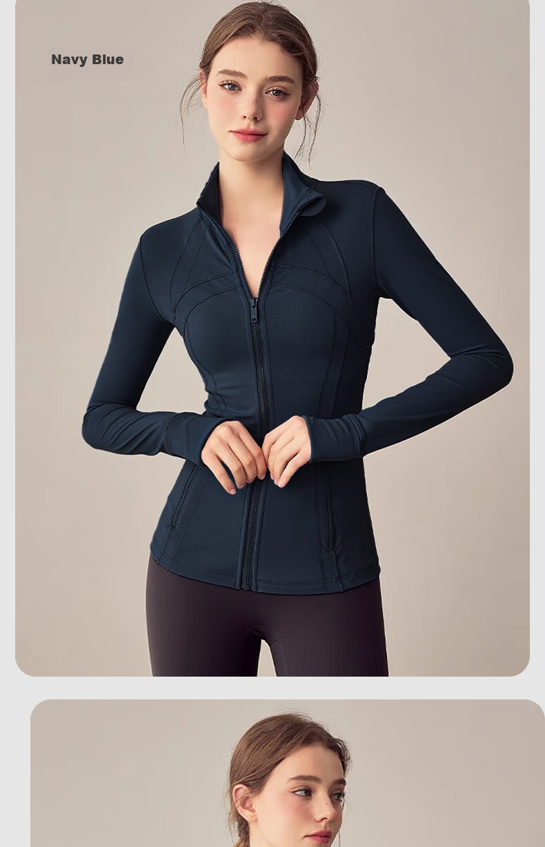 BOPRUIEY Women's Short Jacket, Spring And Summer Yoga Wear, Long-Sleeve Zip-Up Top, Skin-Friendly, Naked Feel, Slim-Fit Sports Coat for Outer Wear 14
