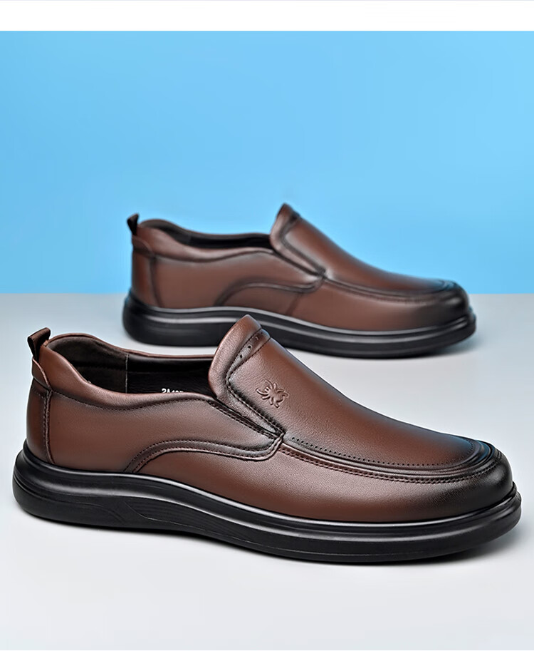 Spider King Casual Leather Shoes Men Spring Autumn Business Classic Comfortable Versatile Soft Sole Slip-On Black Size 42 16