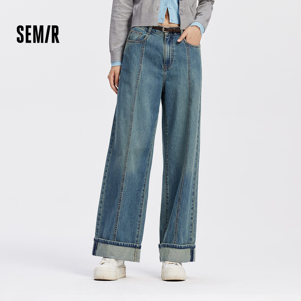 Женские джинсы Semir Senrou, широкие расклешенные брюки, осень 2025, модель 103525124007A