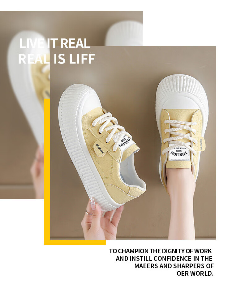 TonLion Women's Shoes Spring Summer Sneakers Thick Sole Platform Casual Sports Shoes Off-White Size 37 3