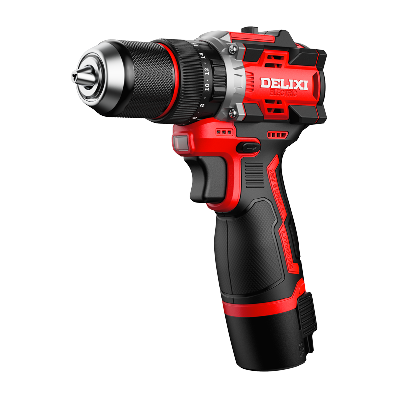 Delixi Electric 12V Brushless Impact Drill DLX-640CJ Cordless Electric Screwdriver Household Lithium Battery Tool Kit with Dual Batteries