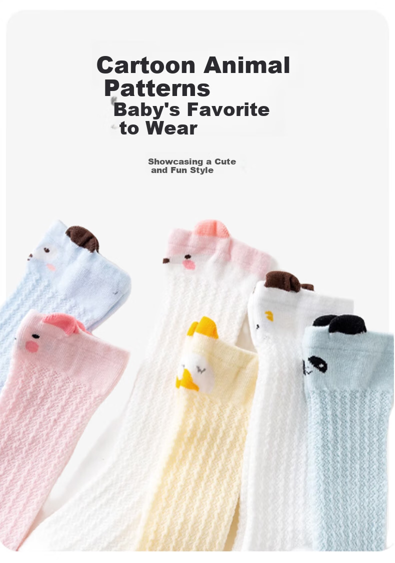 Aibao Baby Long Tube Socks Summer Thin Mesh Over-the-Knee Socks Newborn Unisex Solid Cotton Socks 3 Pairs M Size T296 5