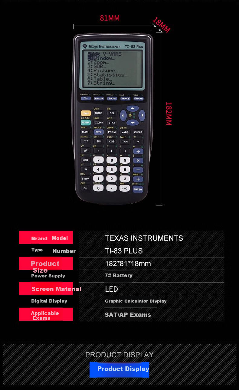 TEXAS INSTRUMENTS, Texas Instruments, TI-83PLUS, Graphing Calculator, AP/SAT Exam Calculator 4