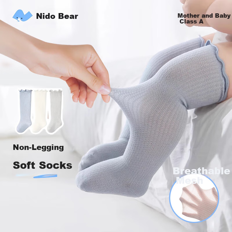 Niduoxiong Children's Socks, Spring And Autumn Thin Style, Class 10A Baby Long Socks, Newborn Over-Knee Socks, Breathable Mesh Socks