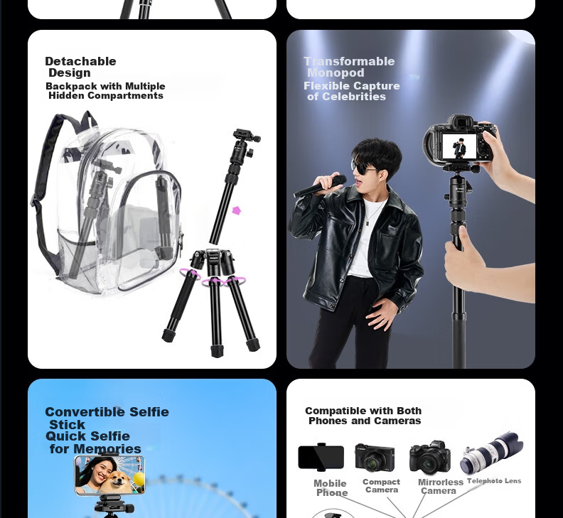 Fotopro FY-830+42QF Compact Detachable Monopod Quick-Expand Concert Camera Tripod Phone Stand 4
