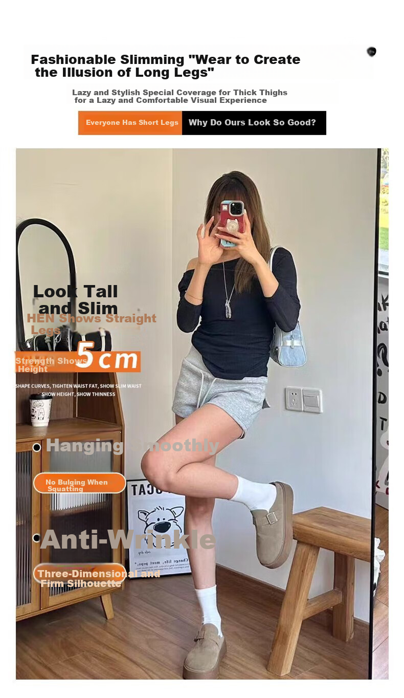 Langsha Women's Sports Shorts 2026 New American Slimming Three-Quarter Casual Drawstring High-Waist A-Line Hot Pants 7