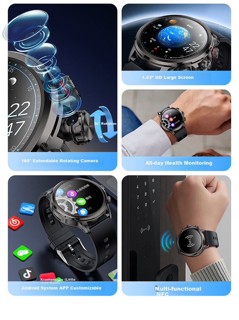 KPEP [True Memory] 5G Universal SIM Card Bluetooth Dual-Mode Smart APP, Any Download WeChat Chat Payment 50,000 Rotating Camera Synchronized Smartphone Smartwatch 2
