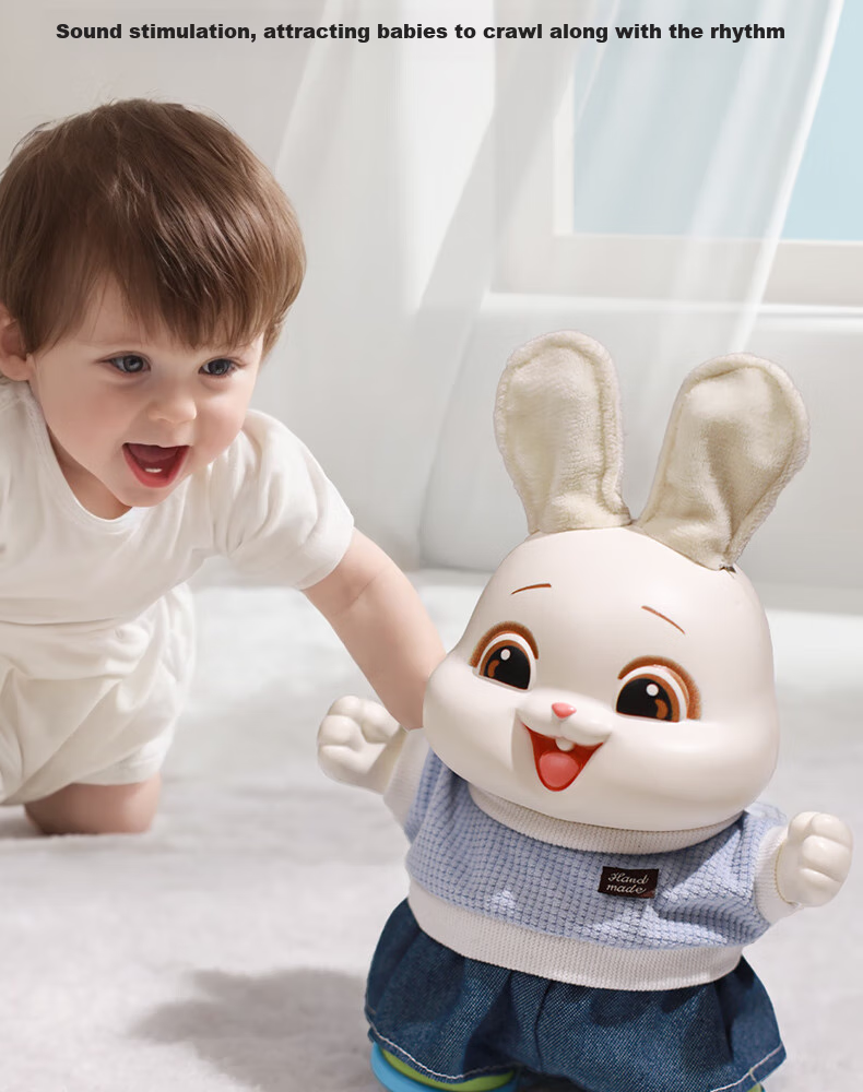 Dimoarch Electric Singing And Dancing Rabbit Toy for Babies, Educational Head-Lifting Practice Training Electric Toy for Infants And Childre 8