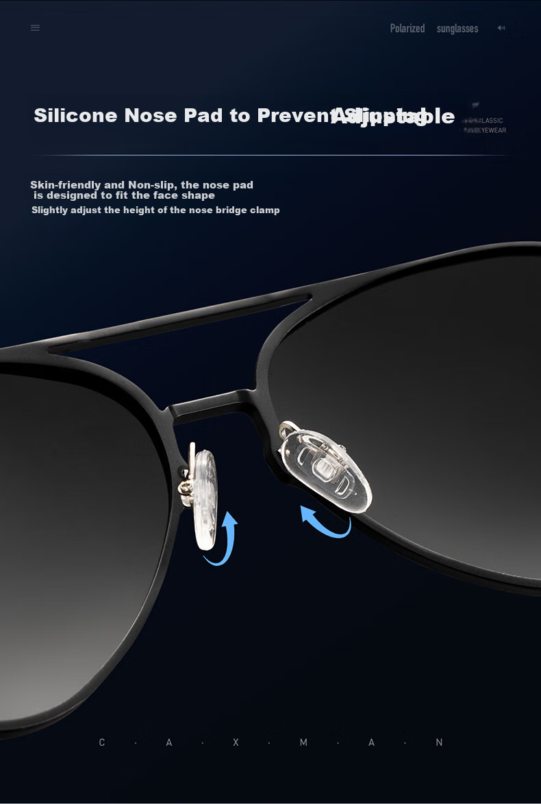 CAXMAN Classic Aviator Sunglasses, Aluminum-Magnesium Polarized Glasses, Toad-Shaped Glasses for Driving, Anti-Glare, Suitable for Men And Wome 9