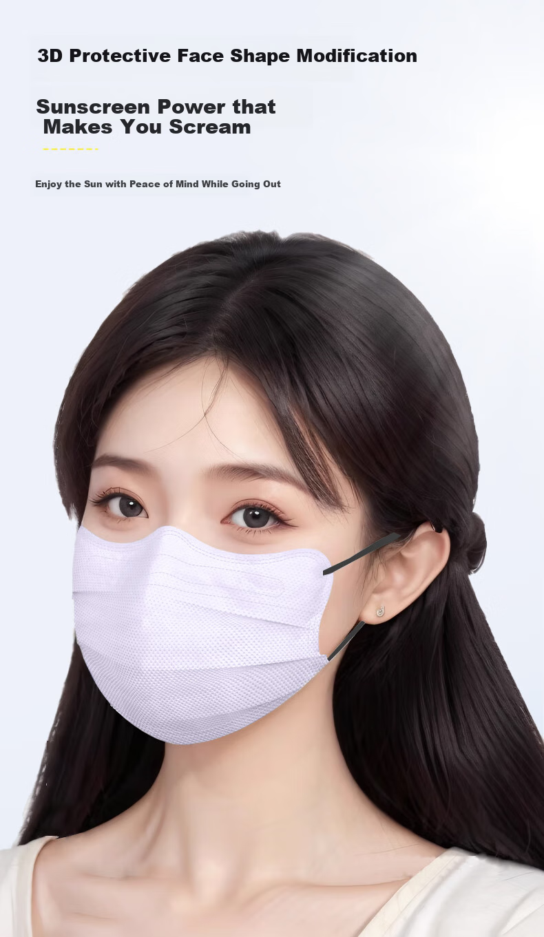 Zhierkang Disposable Adult Face Masks, Three-Layer High-Quality, Summer Lightweight Breathable Dust-Proof Sun Protection Individually Wrapped, Smoky Gray 100 Pieces 3
