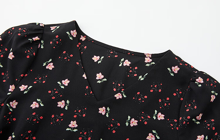 Dme [Jiweini Garden] Summer Sweet Style Round Neck Floral Print Waistless A-Line Dress for Petite Wome 6