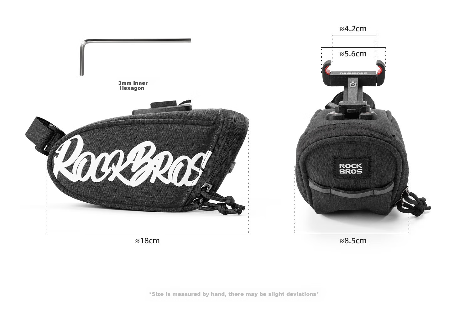 ROCKBROS Bicycle Tail Bag, Portable for Road And Mountain Bikes, Folding Bike Saddle Bag, Cycling Seat Cover Accessory, Black 3