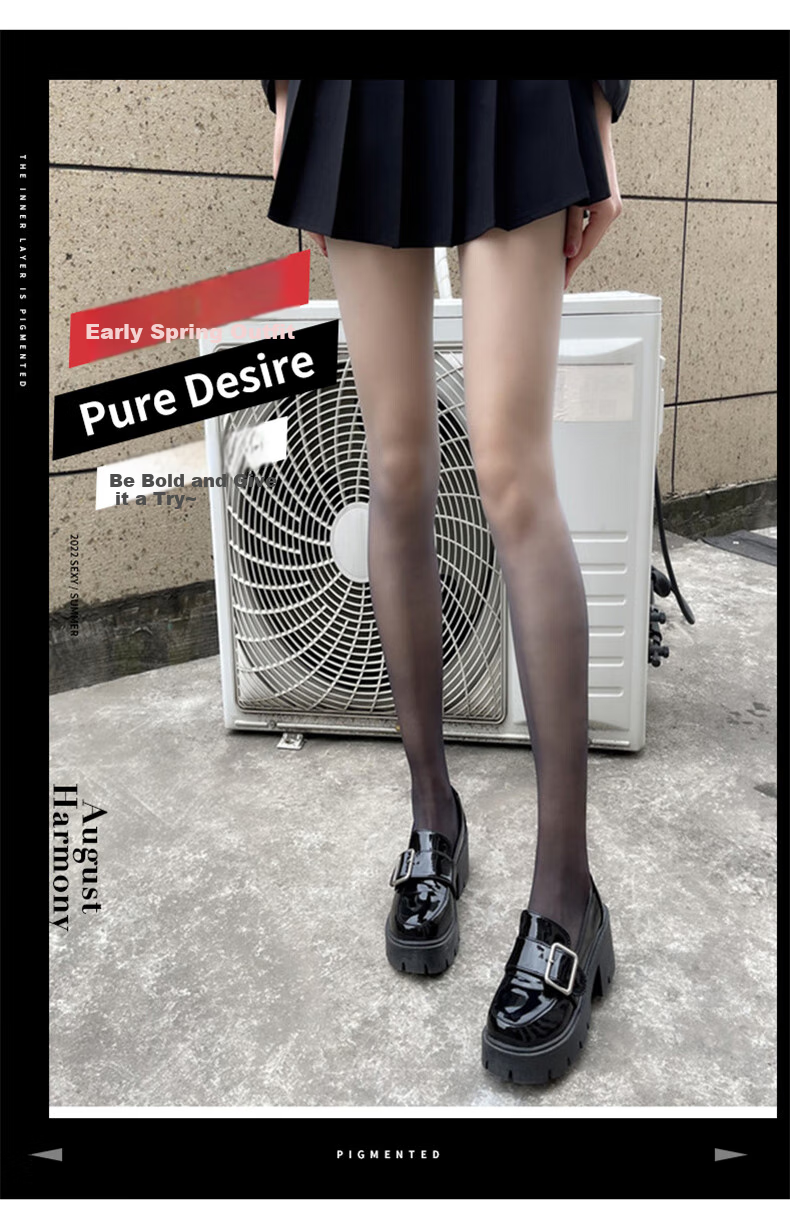 LangSha Ultra-Thin Sexy Pure Desire Gradient Black Stockings, Leg-Flattering Internet Celebrity Style, Candy-Colored Pantyhose 5