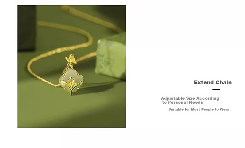 Zhoubaifu Magnolia Necklace for Women, Elegant Hetian Jade Silver Pendant, Birthday Gift for Girlfriend Or Wife 6