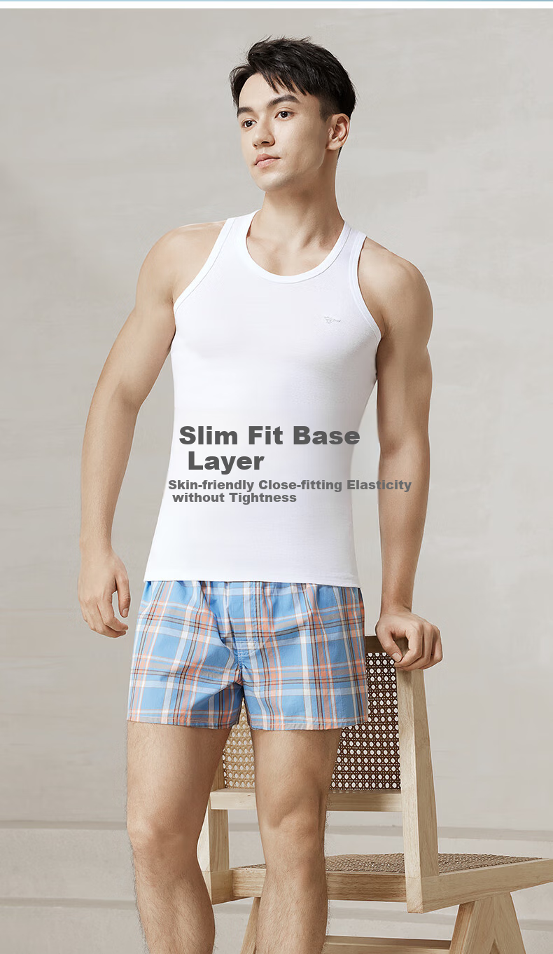 SEPTWOLVES Men's Cotton High-Elastic Vest, Sweat-Absorbing Breathable Sports Undershirt Vest 8
