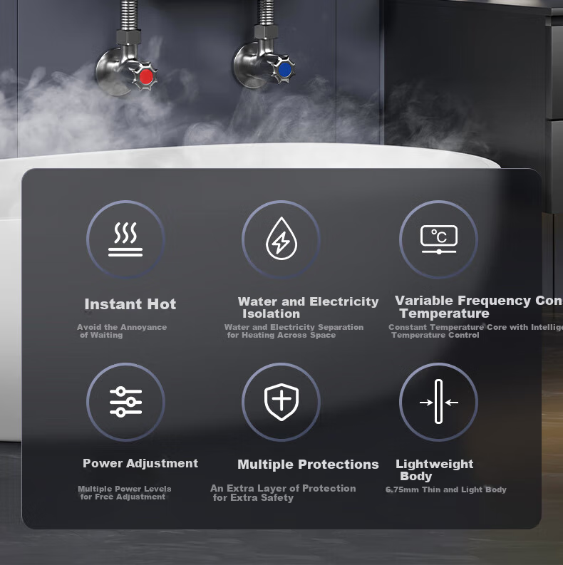 SUPOR Instant Electric Water Heater for Bathing, Home Use, 7000W Constant Temperature Rapid Heating, Stepless Frequency Conversion, Small Kitchen Hot Water Tank, Water And Electricity Separation, Tankless Design without Storage ZR01 4