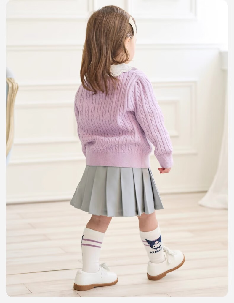 DAVE & BELLA Kuromi Collaboration Children's Mid-Calf Socks, Girls' Autumn School-Style Socks, Stylish 9