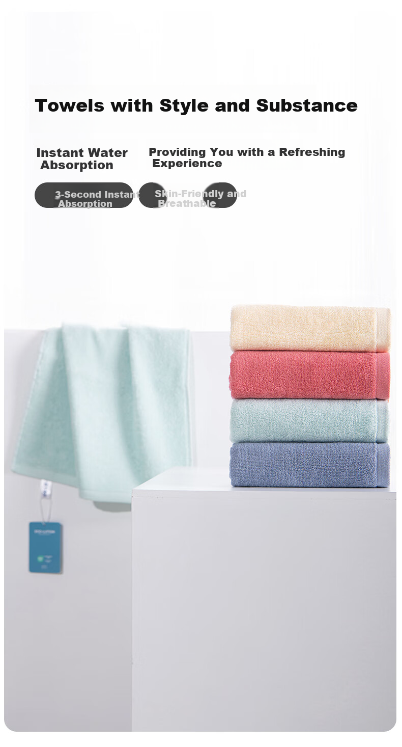 Yaguang Towels, Pure Cotton, Grade A Soft And Skin-Friendly, Absorbent, Not Prone to Shedding, Suitable for Face Washing And Bathing, He Lan Face Towels, Pack of 4 4