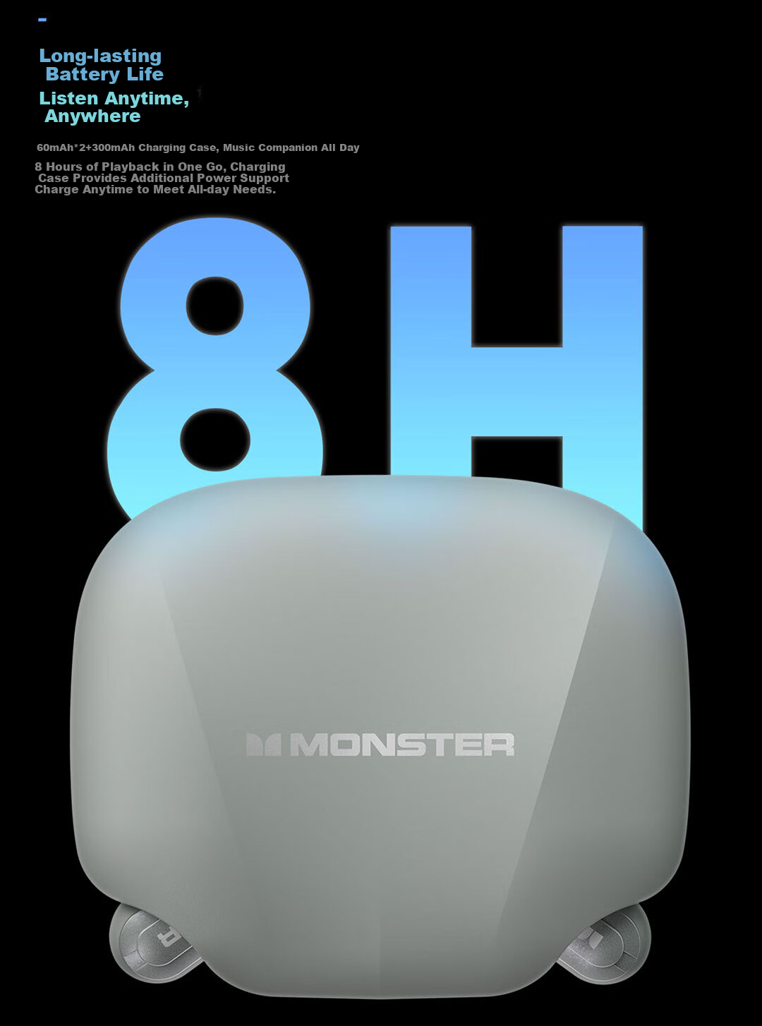 Monster Bluetooth Headphones, Bone Conduction Concept, True Wireless, Over-Ear, Open-Style, Non-In, Clip-On, Sports, Running, Long Battery Life, High Aesthetic Value, Light Effects, T101 Black 2