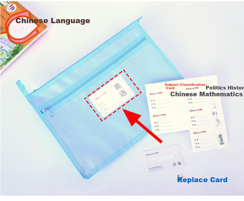 Bailiwen F6256 Blue-Green 3-Pack Subject Bags, Double-Layer 3D Zipper Pouches, School Bag, Homework Storage Bag, Exam Paper Bag, A4 Document Folder 3