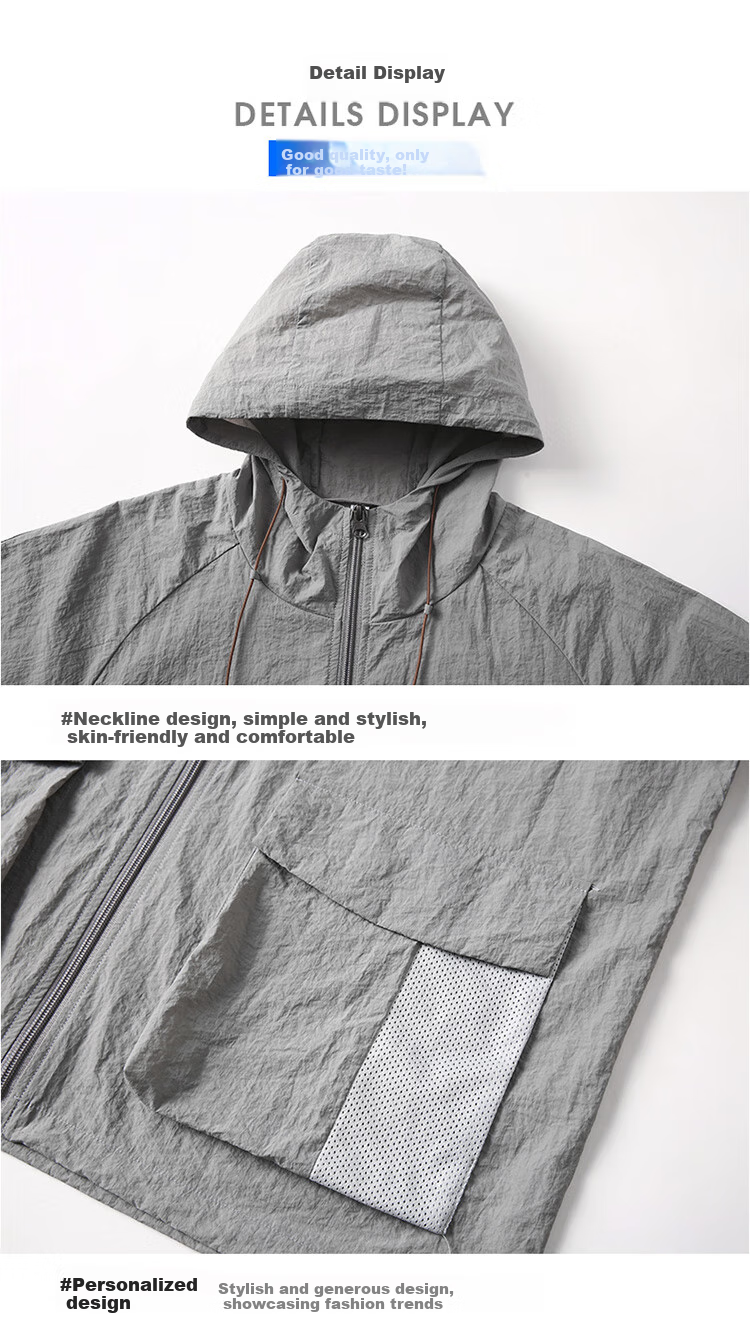 Dingfengbaoluo American-Style Workwear Sun Protection Jacket for Men, Spring And Summer Loose Thin Ice Silk Breathable Outdoor Coat, DC21 Unisex Gray M 6