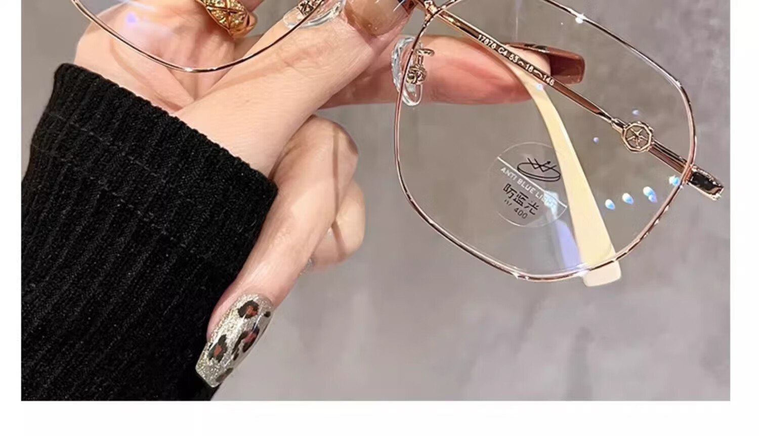 Murata Inao Anti-Blue Light Glasses Ultra-Light Milky White Gold Frame High-Definition Myopia Glasses Nude Makeup Essential Gold Frame Milky White 100 Degree 6