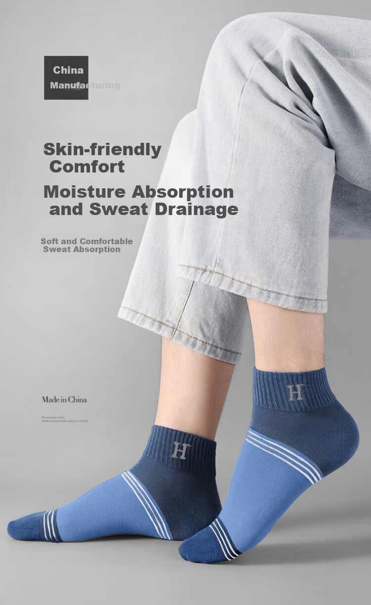 Yimian Summer Thin Socks for Men, Short Socks 10A Antibacterial Deodorant Breathable Xinjiang Cotton Boat Socks Low-Cut Ankle Socks 10 Pairs 1