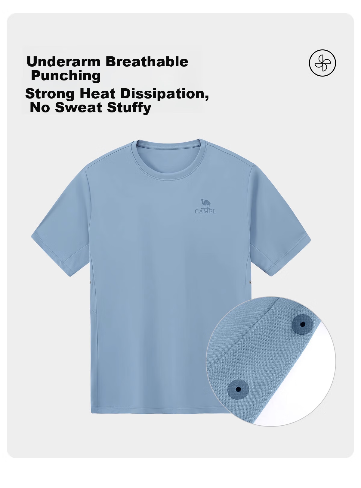 CAMEL Men's T-Shirt, Versatile Round Neck Short Sleeve, Quick-Dry Breathable Solid Color Top Undershirt Half Sleeve for Women, 1060 S 16