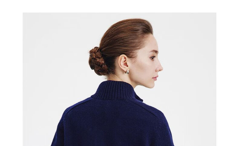 Navikail Italian Small Sailboat Women's Full Wool Commuter Sweater Half-Open Collar Knitwear 2334044501 White L 19