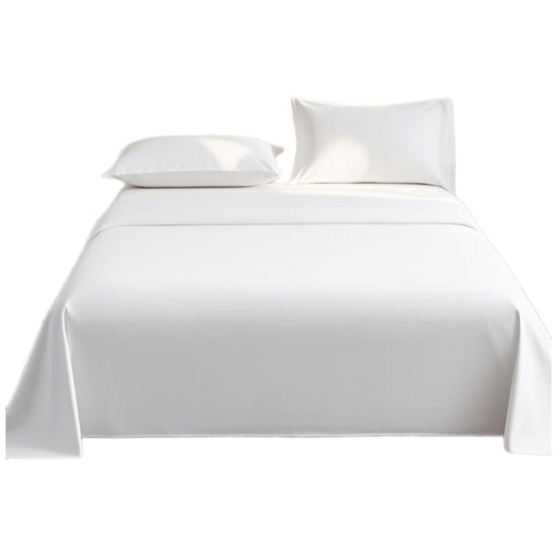 ZiiU Pure Cotton Bed Sheet Single Piece, 80-Count Sateen White Hotel Double Bed Sheet for 1.8-Meter Bed, 245x270cm