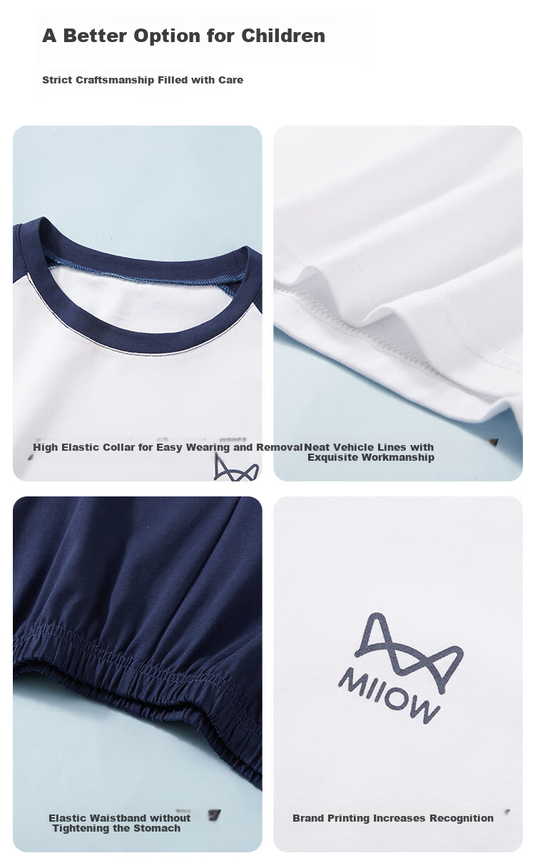 MiiOW Children's Pajamas for Boys, Summer [100% Cotton + Sports Series], Lightweight Loungewear, Suitable for Baby Boys to Wear Outside, Set 3