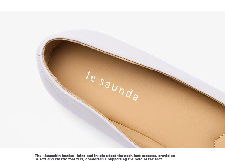 Le Saunda Spring/summer 2026 Lambskin Fashionable Comfortable Commuter Flat Shoes for Women 6M00808, Mica Black BKK, Size 36 15