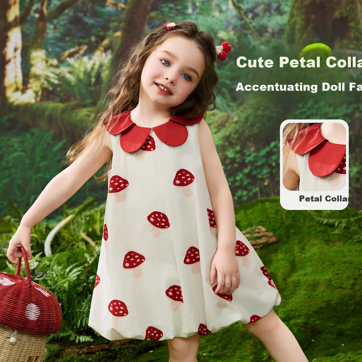 ASK JUNIOR Children's Summer Dress, Toddler Petal Collar Vacation Dress, Girls' Flower Bud Princess Dress 3