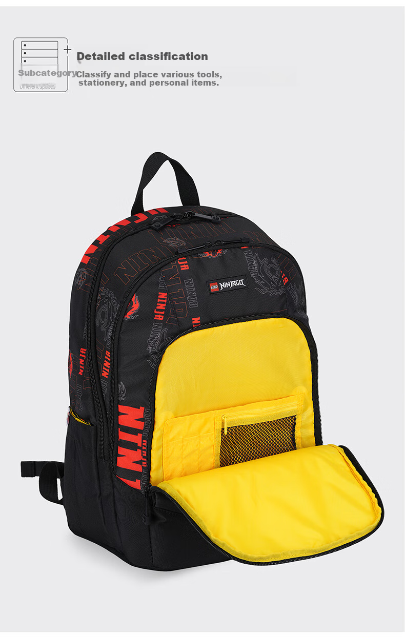 LEGO Children's Backpack for Grades 3-9, Large Capacity Shoulder Bag, Lightweight And Comfortable, Green Ninja, 20236 7