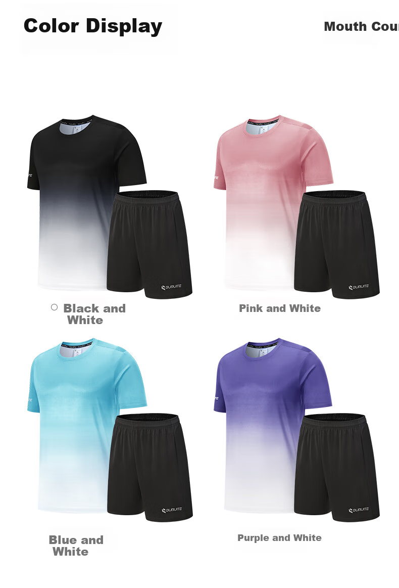 BURUITE Fitness Clothing for Women, Spring And Summer Ice Silk Quick-Dry Short-Sleeve Sportswear Set, Basketball Equipment, Training Running T-Shirt 2