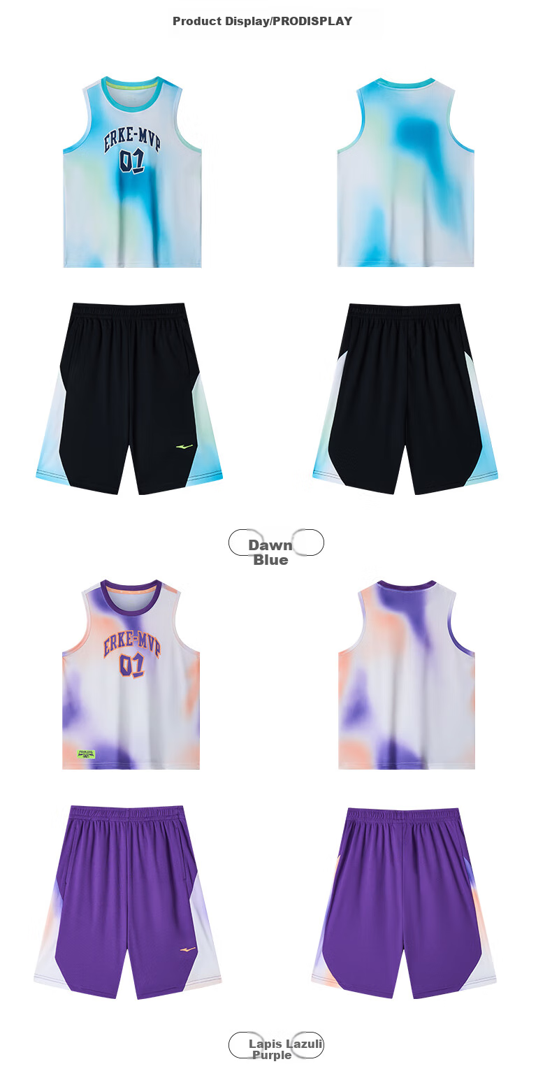ERKE Children's Clothing, Boys' Sportswear Set for Older Kids, Summer Sleeveless Basketball Outfit, Tianjilan Color, Size 170 12